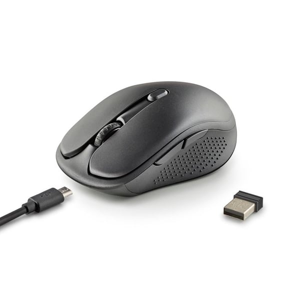 NGS EVO SPOOK: Uppladdningsbar mus, trådlös multimode-anslutning. 2,4 GHz + BT5.0 + BT 5.1. USB-A-anslutning. PPP: 800/1200/1600. Tyst.
