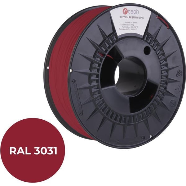 Filament PLA - C-TECH - Oriental rød RAL3031 - 1,75 mm - 1 kg - FDM