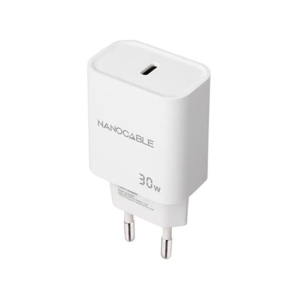 USB-C-laddare - NANO KABEL - PD 30W - Vit - Universell - 1 Typ C-port USB-C-laddare - NANO KABEL - PD 30W - Vit - Universell - 1 Typ C-port