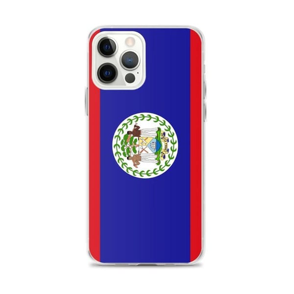 Mobilskal – Belize-flagga – Kompatibel med iPhone 12 Pro Max – Mjuk fodral – Slitstark och stötresistent - Silikon - Pixelforma