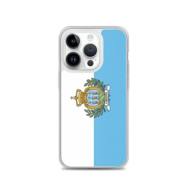 Mobilskal - PIXELFORMA - San Marinos flagga - Kompatibel med iPhone 14 Pro - Mjuk - Stötsäker