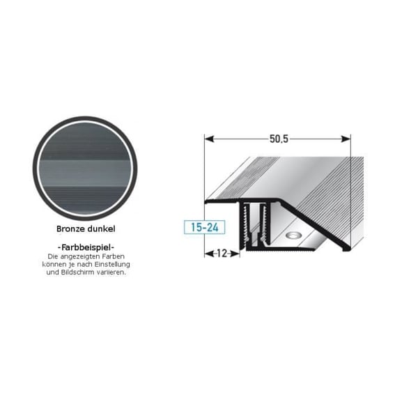 Retrofit profil | tröskelstång | höjd 15 - 24 mm | 50,5 mm bred | 2 st | aluminium | Färg:silver | Längd: 900mm
