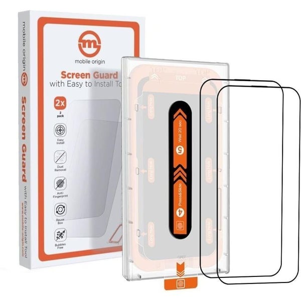 Mobile Origin Orange Skærmbeskyttelse iPhone 15 Plus 2 stk. med applikator