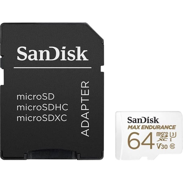 sandisk max endurance microsdhc 64gb kort med adapter sort sort Sort