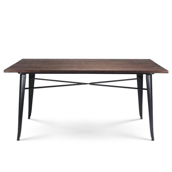 Bordtillverkning 160 x 80 cm i matt svart metall och mörk träskiva