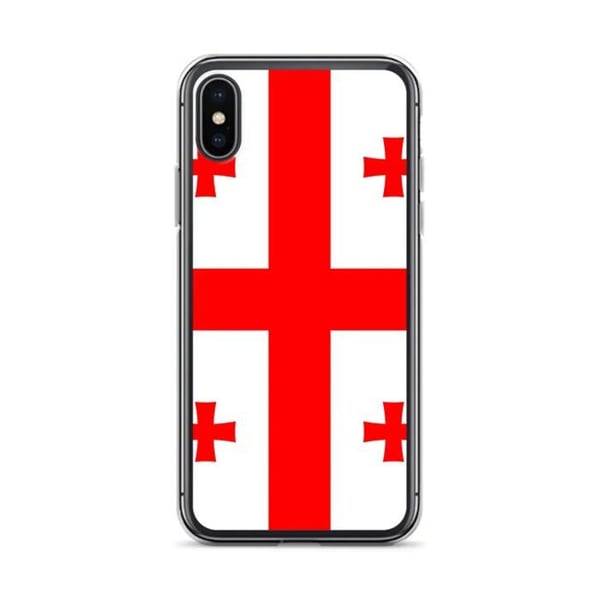 Mobilskal – Georgiens flagga – Kompatibel med iPhone X – Mjuk fodral – Slitstark och Stötsäker - Silikon - Pixelforma