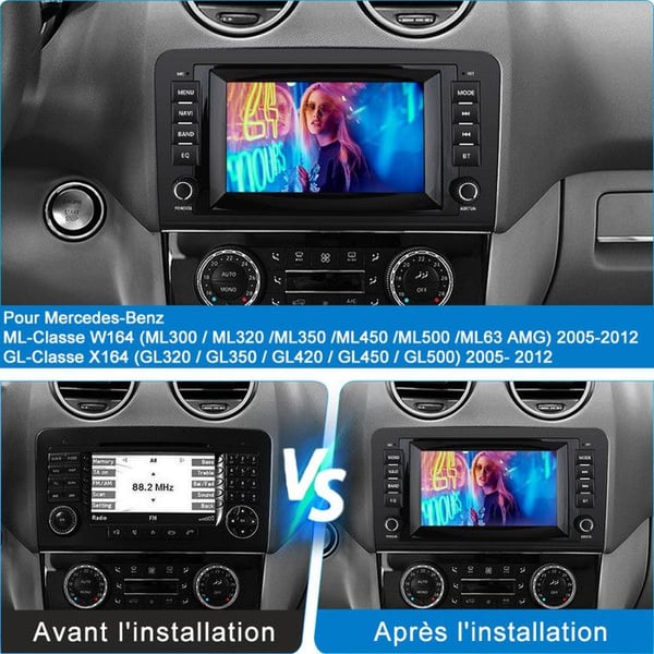 AWESAFE Bilradio Android 13 för Mercedes Benz ML-Klass W164/GL-Klass X164 (2005-2012) 2Go+32Go 8'' Skärm Carplay Android Auto