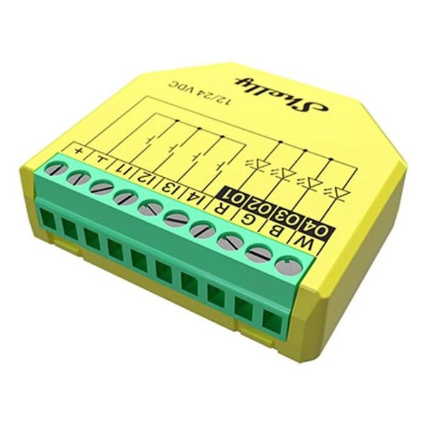 RGBW Controller Module - SHELLY - Plus RGBW PM - 12-24 VDC - Wi‑Fi & Bluetooth - Forbrugstæller