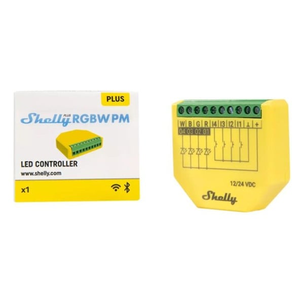 RGBW Controller Module - SHELLY - Plus RGBW PM - 12-24 VDC - Wi‑Fi & Bluetooth - Forbrugstæller