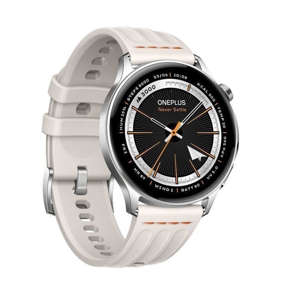 OnePlus Watch Lite Silver - Inbyggd GPS, 7 Dagars Batteritid, Hälsospårning, 5ATM Vattentålig, Kompatibel med IOS Android