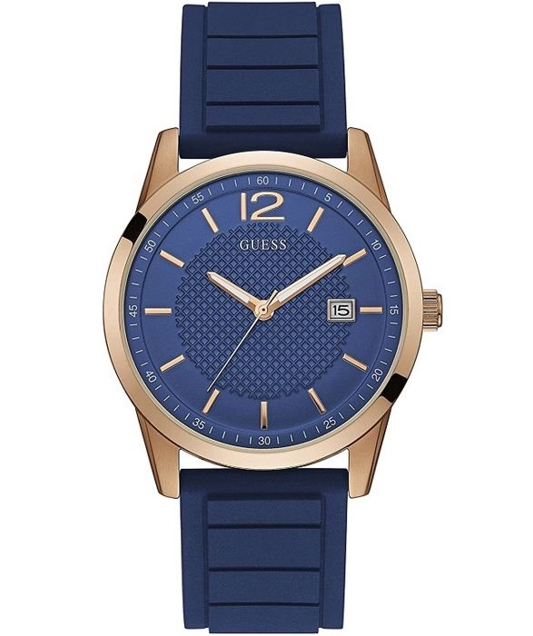 Klocka - GUESS - Perry - 42mm - Guldsilikon - Analog kvarts - Herr