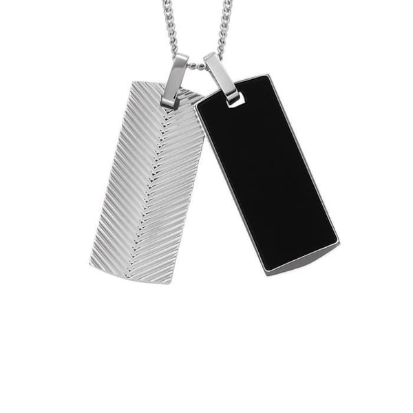 Halsband för män - FOSSIL - Harlow - Rostfritt stål - Svart onyx - Längd 55,9 cm
