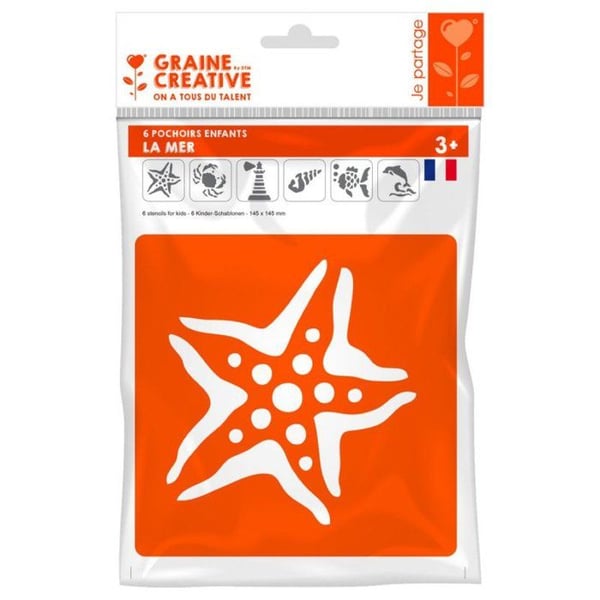 Pochoir i plast - Havet - Paket med 6 - 14 x 15 cm - Blandat - Barn