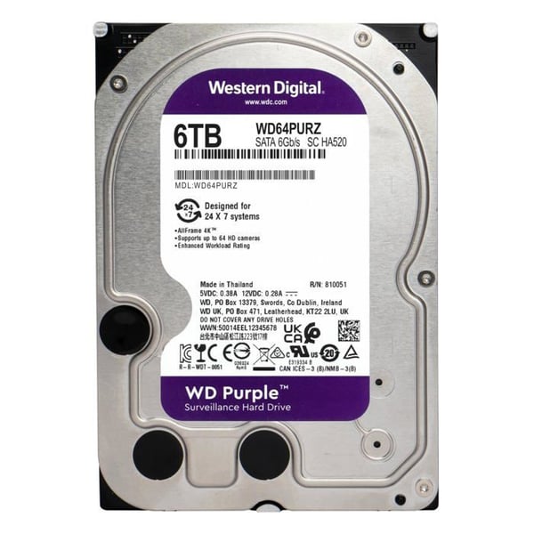 - Western Digital - WD Purple WD64PURZ - kovalevy - 6 TB - valvonta - SATA 6 Gb/s