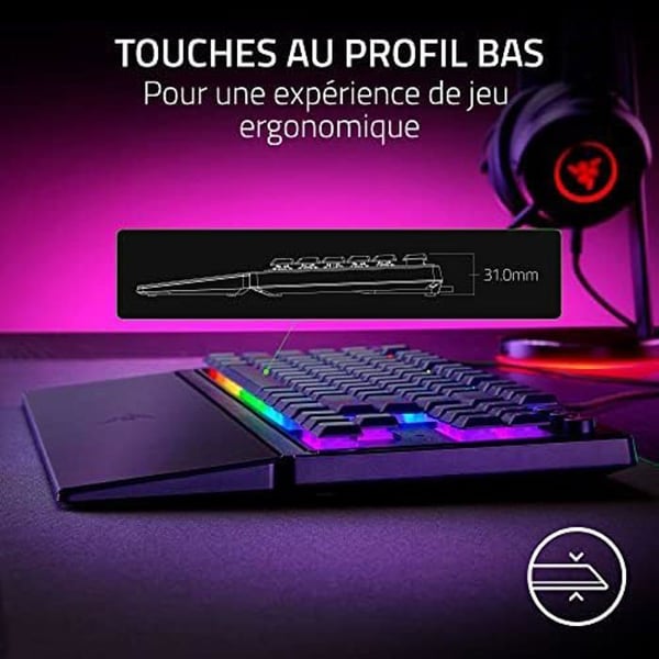 Gamingtangentbord - Razer - Ornata V3 Tenkeyless - Meka-Membran - Magnetiskt handledsstöd - Bakgrundsbelyst