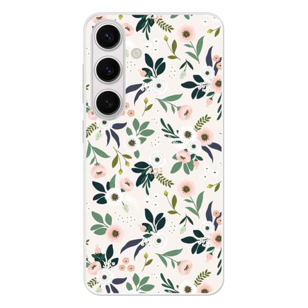 Förstärkt silikon skal med tryck kompatibel med Samsung Galaxy S24 Blommor