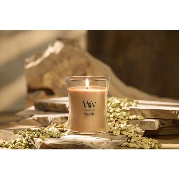 Mellanstora Doftljus - Trä, Gul Glas - WoodWick - 2654079E