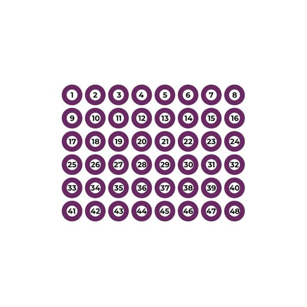 Klistret A4 numrerat 1-48 lila Edm.