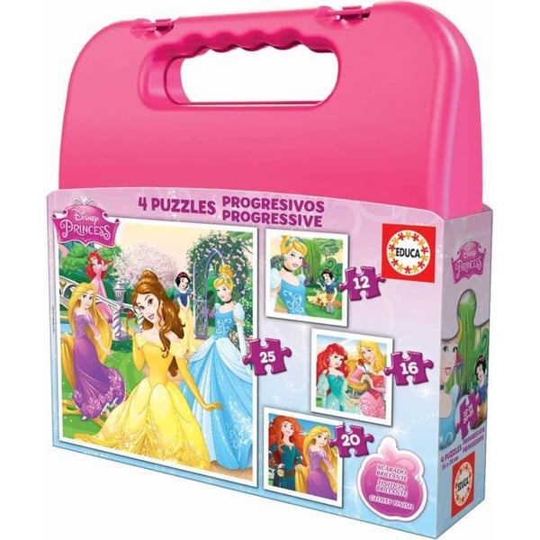 4 progressiva pussel - EDUCA - Disney Princess Progressive Puzzles Case (12-16-20-25)
