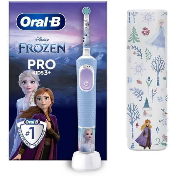 Oral-B Pro Kids3+ Elektrisk tandborste barn Frost, Disney, 1 resefodral, 1 mjuk borsthuvud