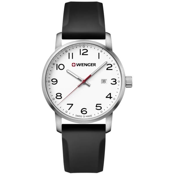 Herrklocka - WENGER - AVENUE 01.1641.103 - Kvarts - Analog - Armband av gummi och rostfritt stål