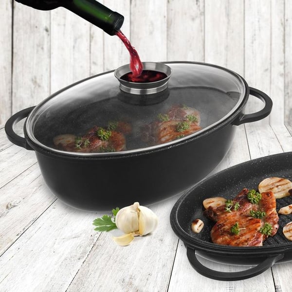 ORION Plat a quatro GRANDE Aroma dubbel ansikte 43x30x17 cm i glas. Lock