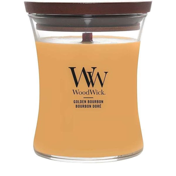Mellanstora Doftljus - Trä, Gul Glas - WoodWick - 2654079E