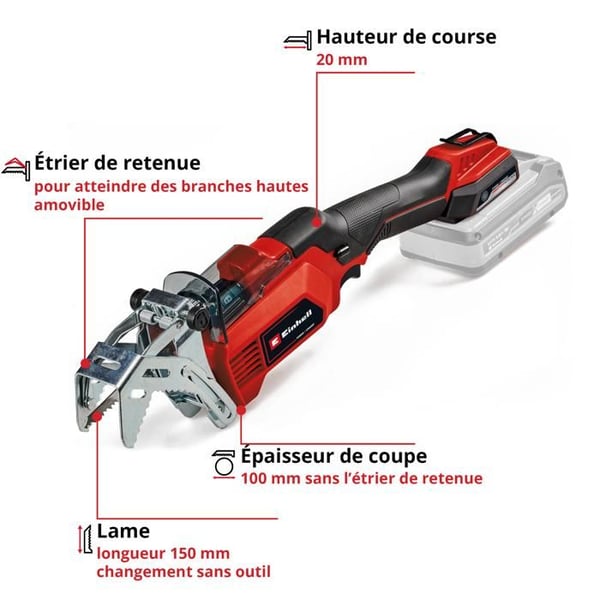 Einhell Coupe grene uden ledning GE-GS 18/150 Li-Solo PXC (18V, med en clamps og blad) Leveres uden batteri eller oplader