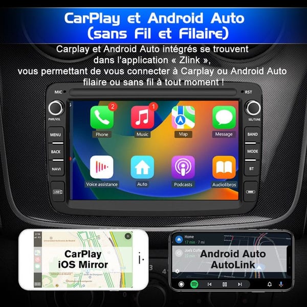 AWESAFE Bilradio Android 13 för Renault Dacia Duster Sandero Captur Logan 2Go+64Go 7 '' Skärm GPS Carplay Android Auto