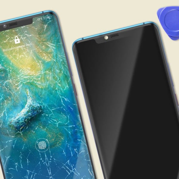 LCD-skärm + Touchglas för Huawei Mate 20 Pro med Blå Ram