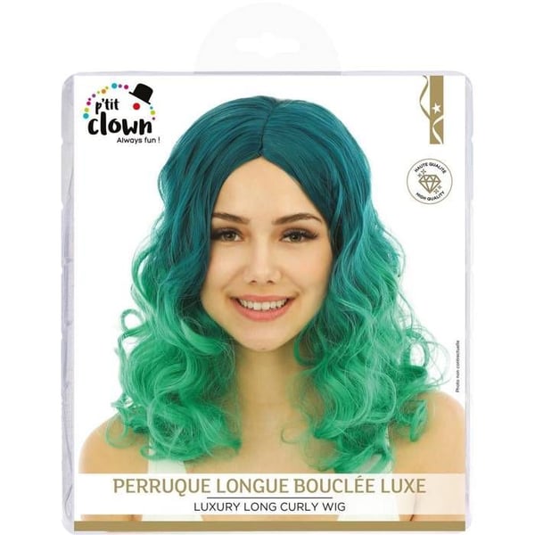 Perruque - LILLA CLOWN - Grön Tie and Dye - Halvlång Lockig - Stylbar - Trendig