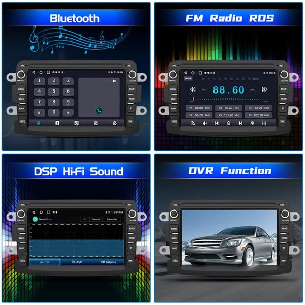 AWESAFE Bilradio Android 13 för Renault Dacia Duster Sandero Captur Logan 2Go+64Go 7 '' Skärm GPS Carplay Android Auto