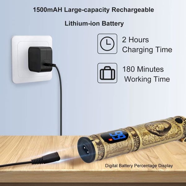 Skægtrimmer - Brostyle - Professionel - Genopladelig - LED-display - T-blade