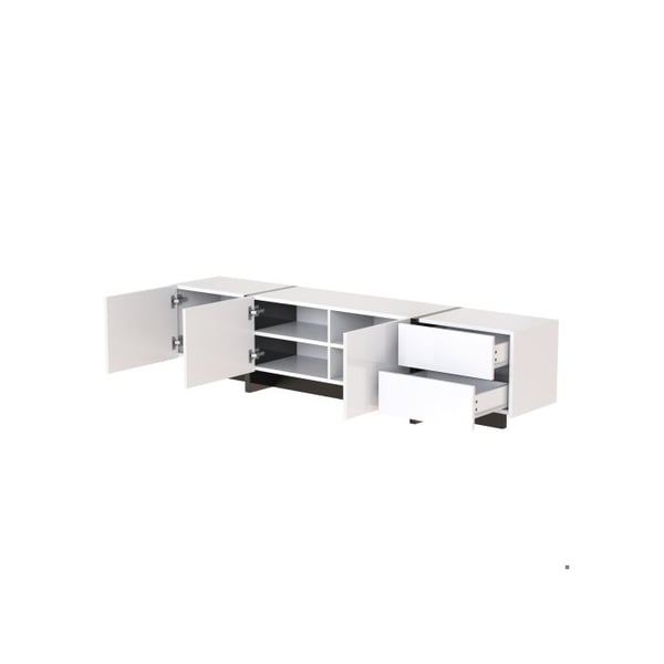 TV-møbel - MUVOE - Sort og Hvid - 3 Døre - 2 Skuffer - Moderne Design