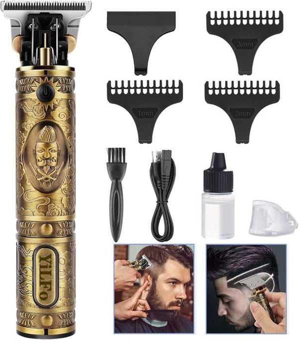 Hårklipper til mænd, elektrisk barbermaskine til mænd, skæg- og hårklipper kit, USB genopladelig trådløs.
