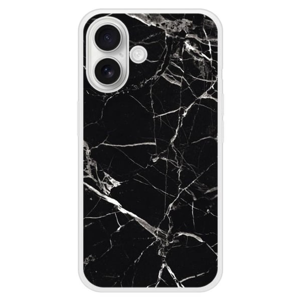 Förstärkt silikonskal med mönster, kompatibelt med Apple iPhone 16 Plus, svart marmor