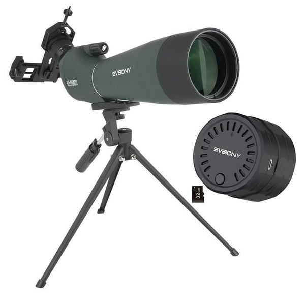 Svbony SV28 20-60x80mm Teleskop med SC002 WiFi-kamera, Smartphone-adapter, HD Bak4 FMC, för fågelskådning