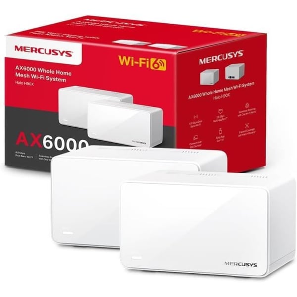 WiFi 6-router - MERCUSYS - Halo H90X - AX6000Mbps - Täckning 550 m² - 150 anslutna enheter