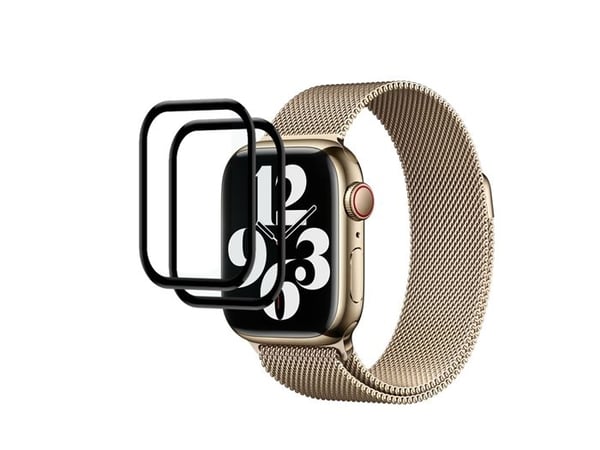 2-pack Skärmskydd för Apple Watch 41mm i Böjd Transparent Svart Härdat Glas