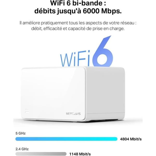 WiFi 6-router - MERCUSYS - Halo H90X - AX6000Mbps - Täckning 550 m² - 150 anslutna enheter