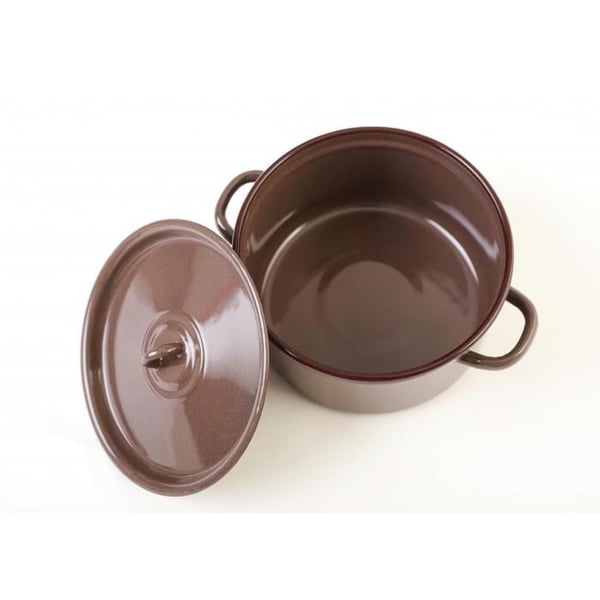 Olymp emaljerad med lock 22 cm 4,5 l granit brun
