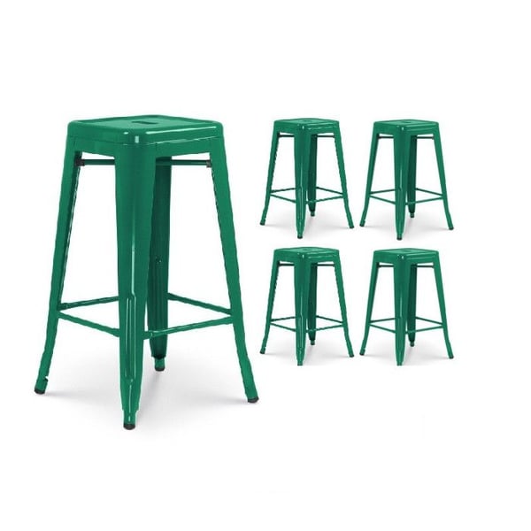 Set om 4 barstolar i industriell stil, glänsande grangrön - Höjd 66 cm