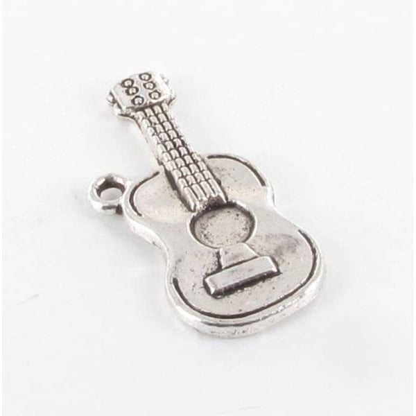 MégaCréa - Metallberlock Gitarr nr 2 Silverfärgad (10 stycken)