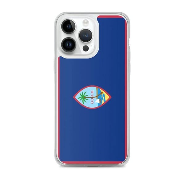 Mobilskal – Guam Flagga – Kompatibel med iPhone 14 Pro Max – Flexibelt Fodral – Slitstarkt och Stötsäkert – Silikon – Pixelforma