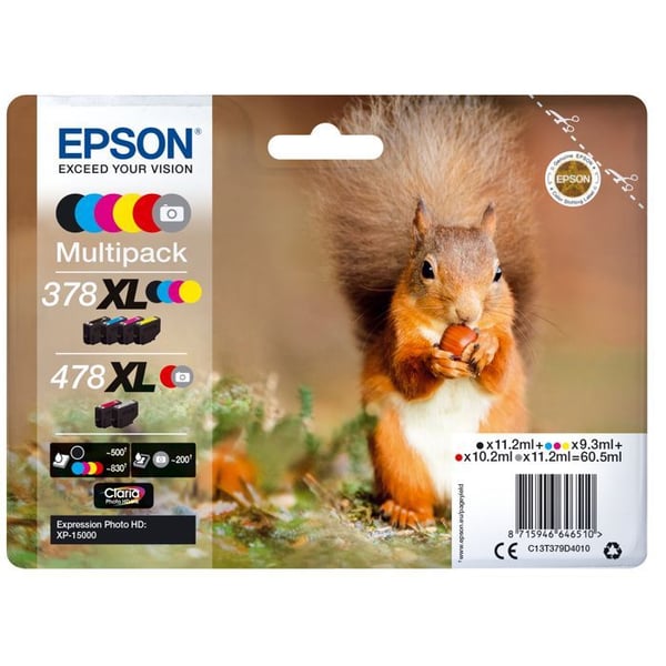 EPSON 478XL Multipack - Paket med 6 - 60,5 ml - hög kapacitet - grå, svart, gul, cyan, magenta, röd - original