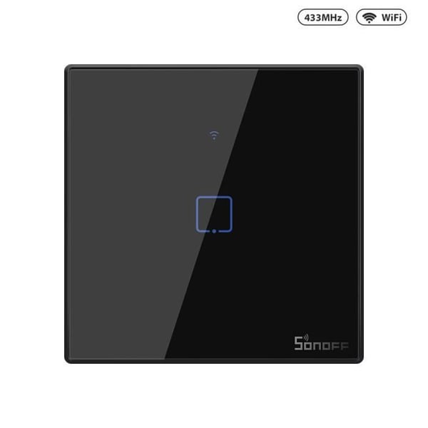 Intelligent Tryckknapp - SONOFF - T3 EU - Svart - Wifi - RF 433Mhz Fjärrkontroll