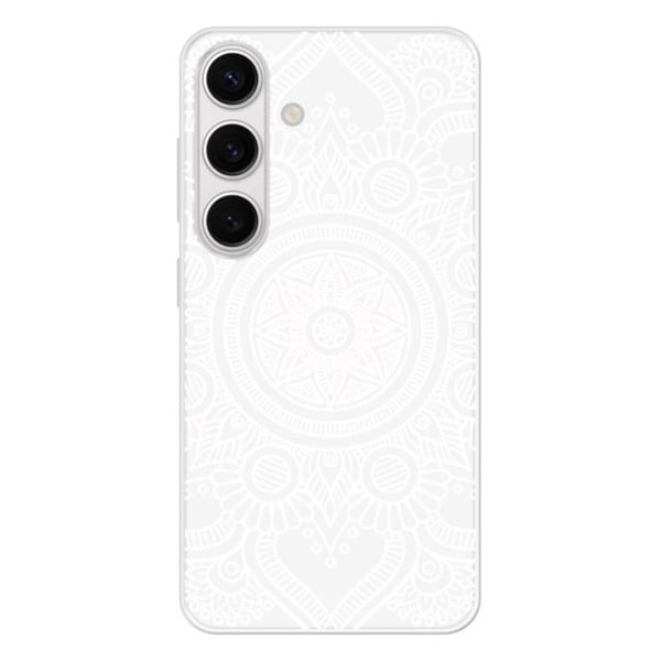 Stöttålig silikonhölje med tryck kompatibel med Samsung Galaxy S24 Mandala vit