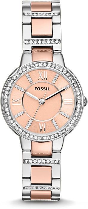 Damklocka - Fossil - Virginia ES3405 - Tvåfärgat metallarmband - Kvarts - Chic