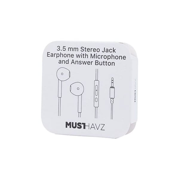 Trådbundna hörlurar med 3.5mm jack och integrerad mikrofon och fjärrkontroll Grab 'N Go Vit