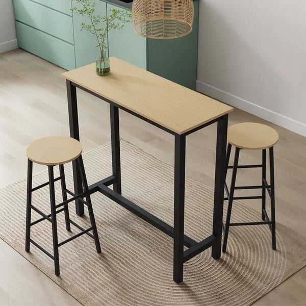 DESIGN AMEUBLEMENT - Modern höjbarkbord - Svart & Sonoma - 2 platser - Melamin - 100x100x40 cm
